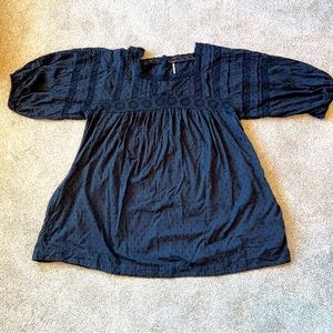 Free People Women’s Azalea Lace Tunic Top Black Size XL